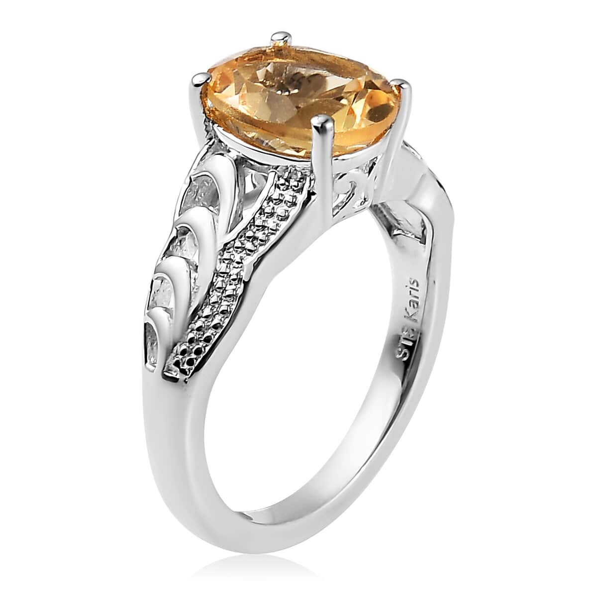 Karis Brazilian Citrine Solitaire Ring in Platinum Bond 1.75 ctw image number 3