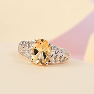 Karis Brazilian Citrine Solitaire Ring in Platinum Bond (Size 7.0) 1.75 ctw