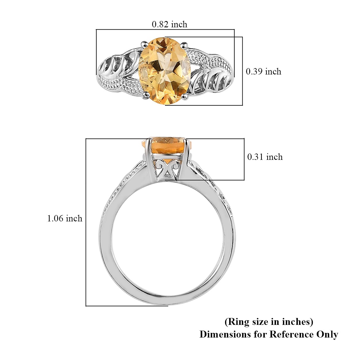 Karis Brazilian Citrine Solitaire Ring in Platinum Bond (Size 7.0) 1.75 ctw image number 5