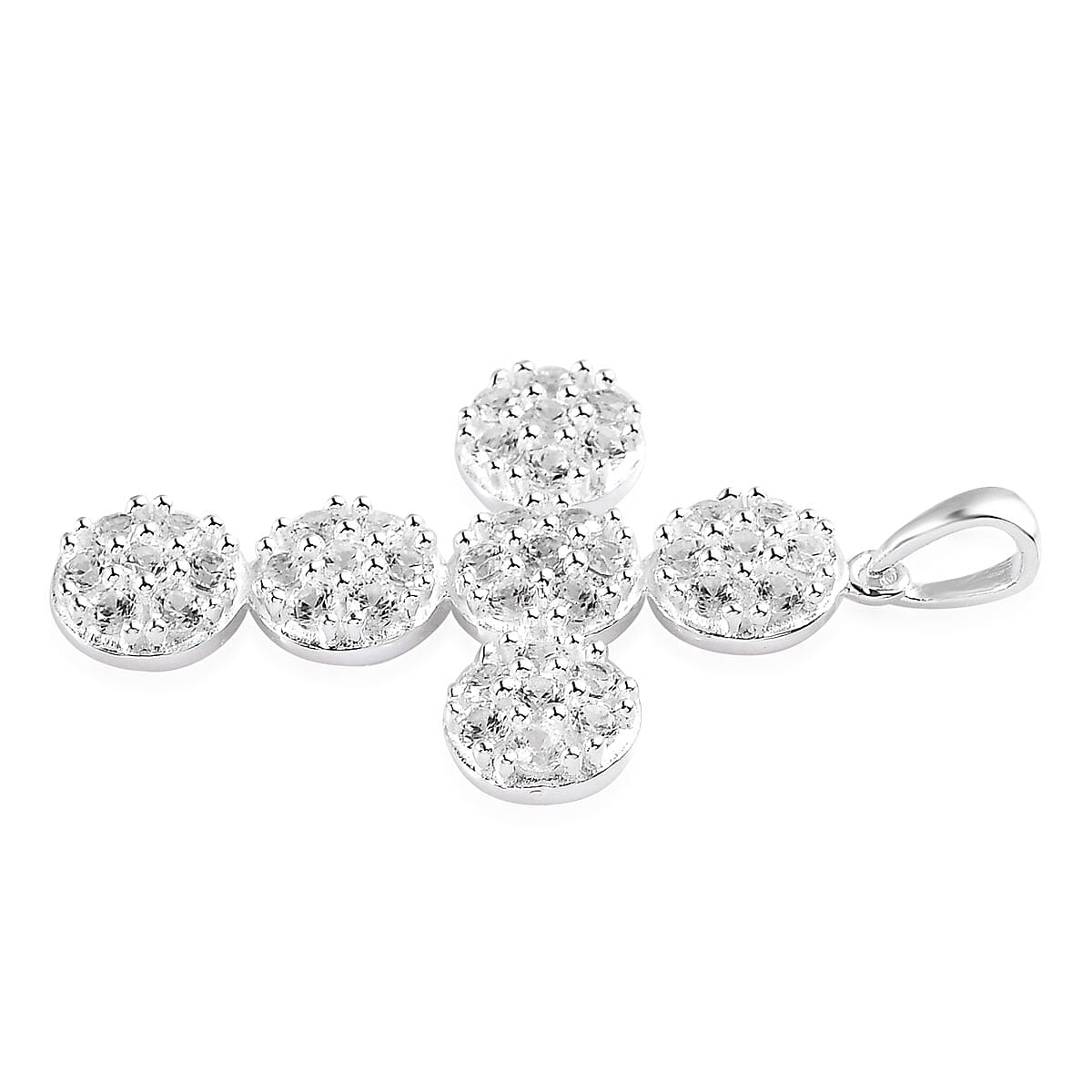 White Zircon Cross Pendant in Sterling Silver 2.10 ctw image number 3
