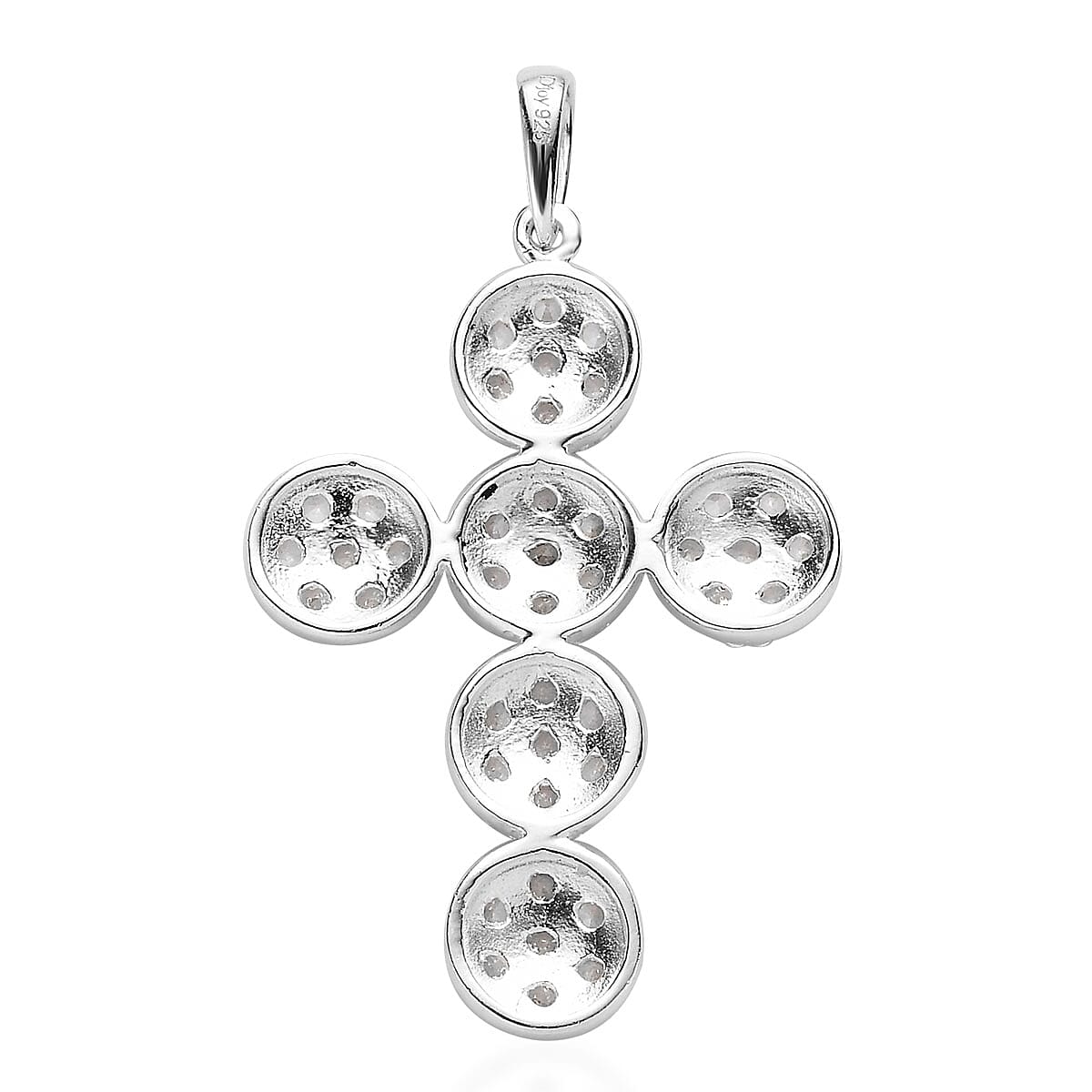 White Zircon Cross Pendant in Sterling Silver 2.10 ctw