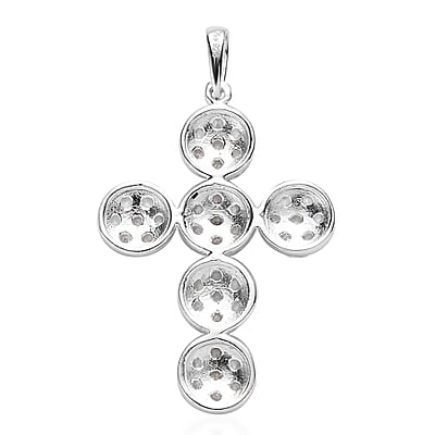 White Zircon Cross Pendant in Sterling Silver 2.10 ctw