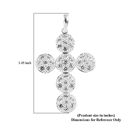 White Zircon Cross Pendant in Sterling Silver 2.10 ctw