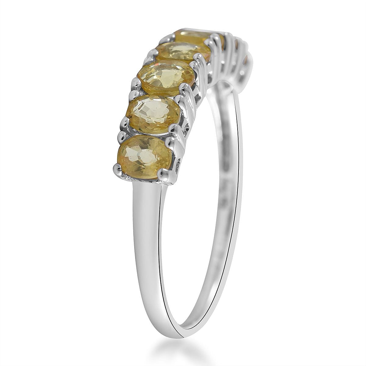 Madagascar Yellow Sapphire 7 Stone Ring in Platinum Over Sterling Silver (Size 10.0) 1.60 ctw