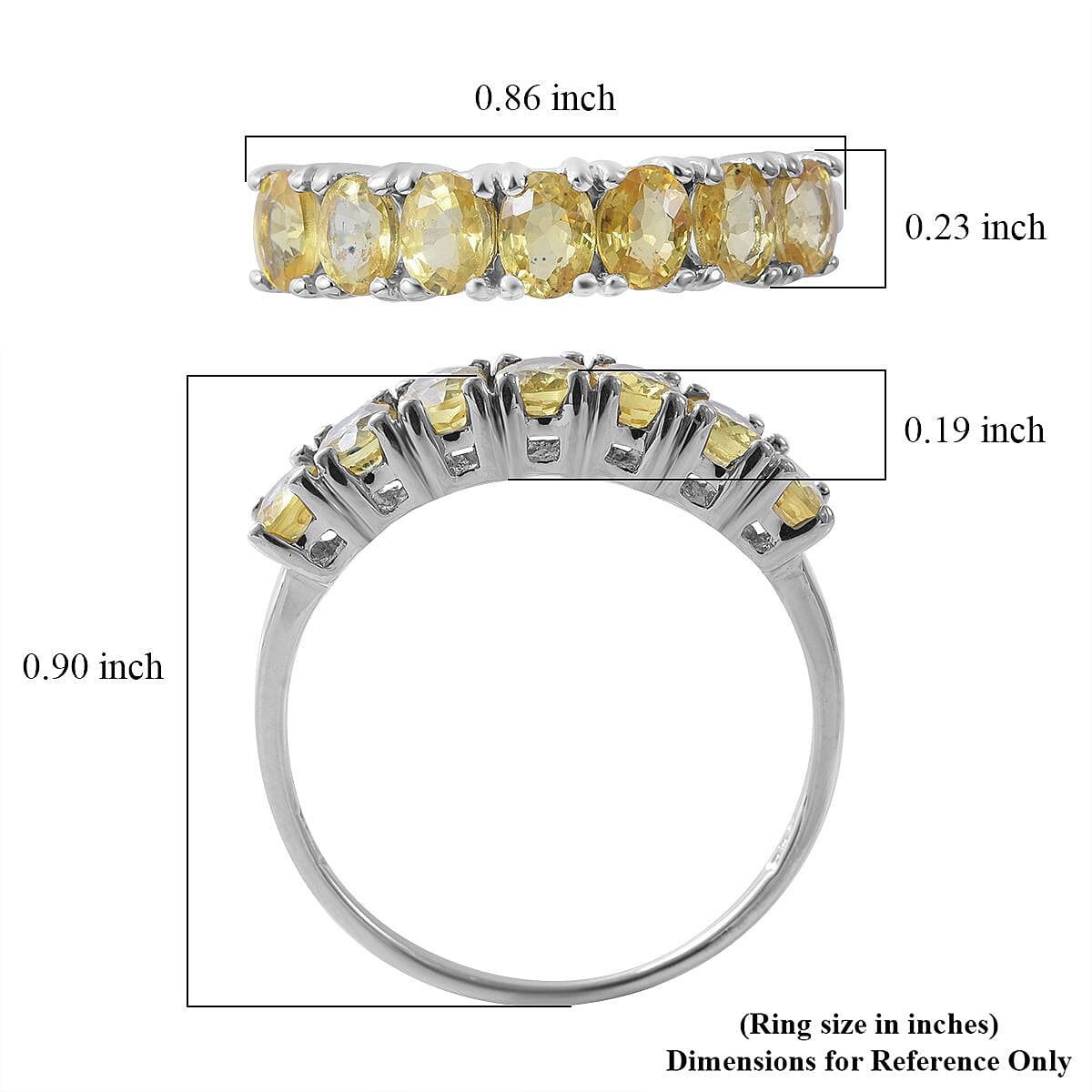 Madagascar Yellow Sapphire 7 Stone Ring in Platinum Over Sterling Silver (Size 10.0) 1.60 ctw