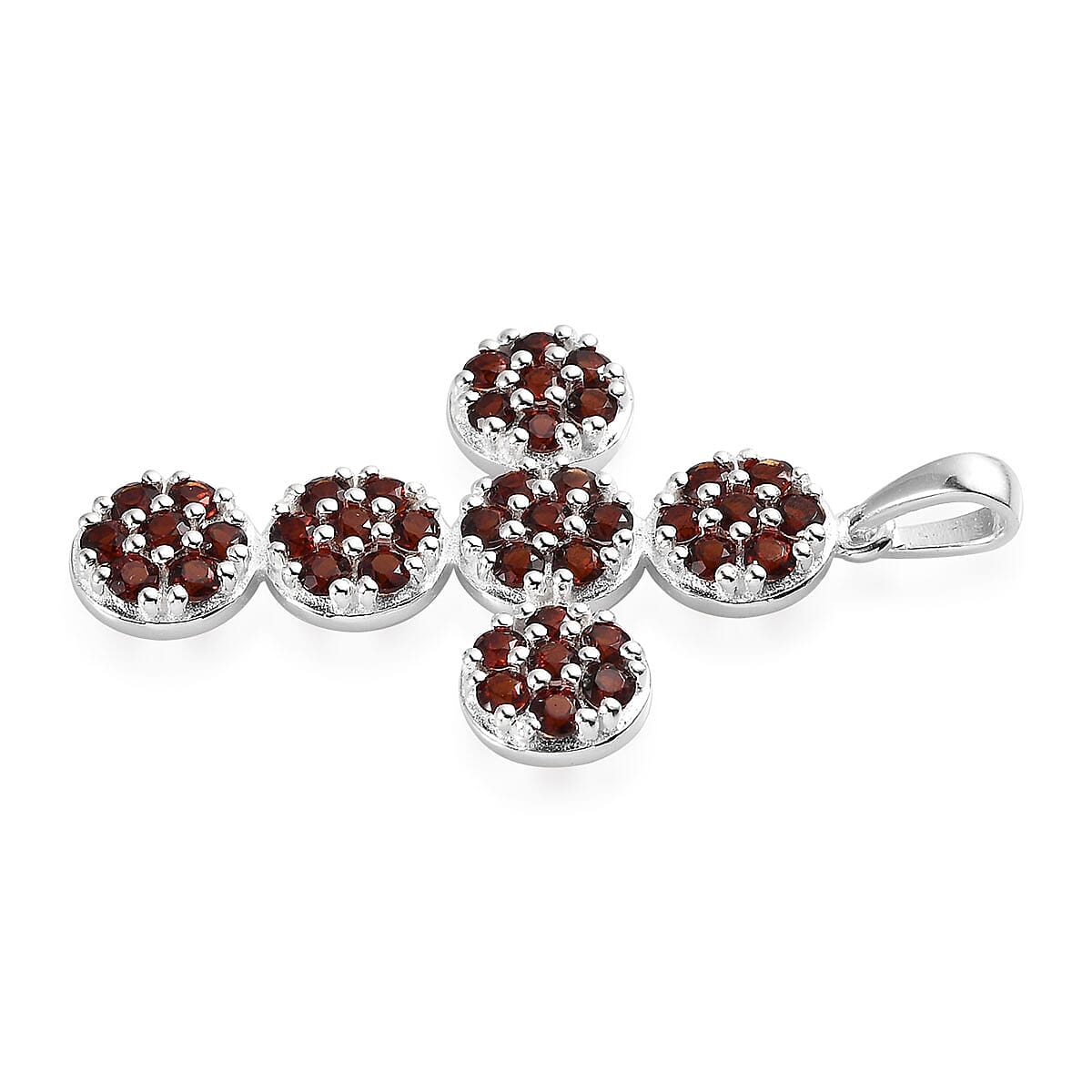 Mozambique Garnet Cross Pendant in Sterling Silver 1.75 ctw image number 3