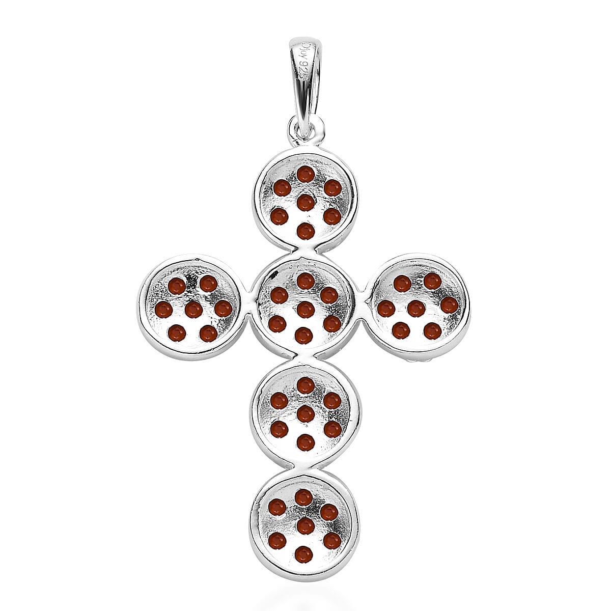 Mozambique Garnet Cross Pendant in Sterling Silver 1.75 ctw image number 4