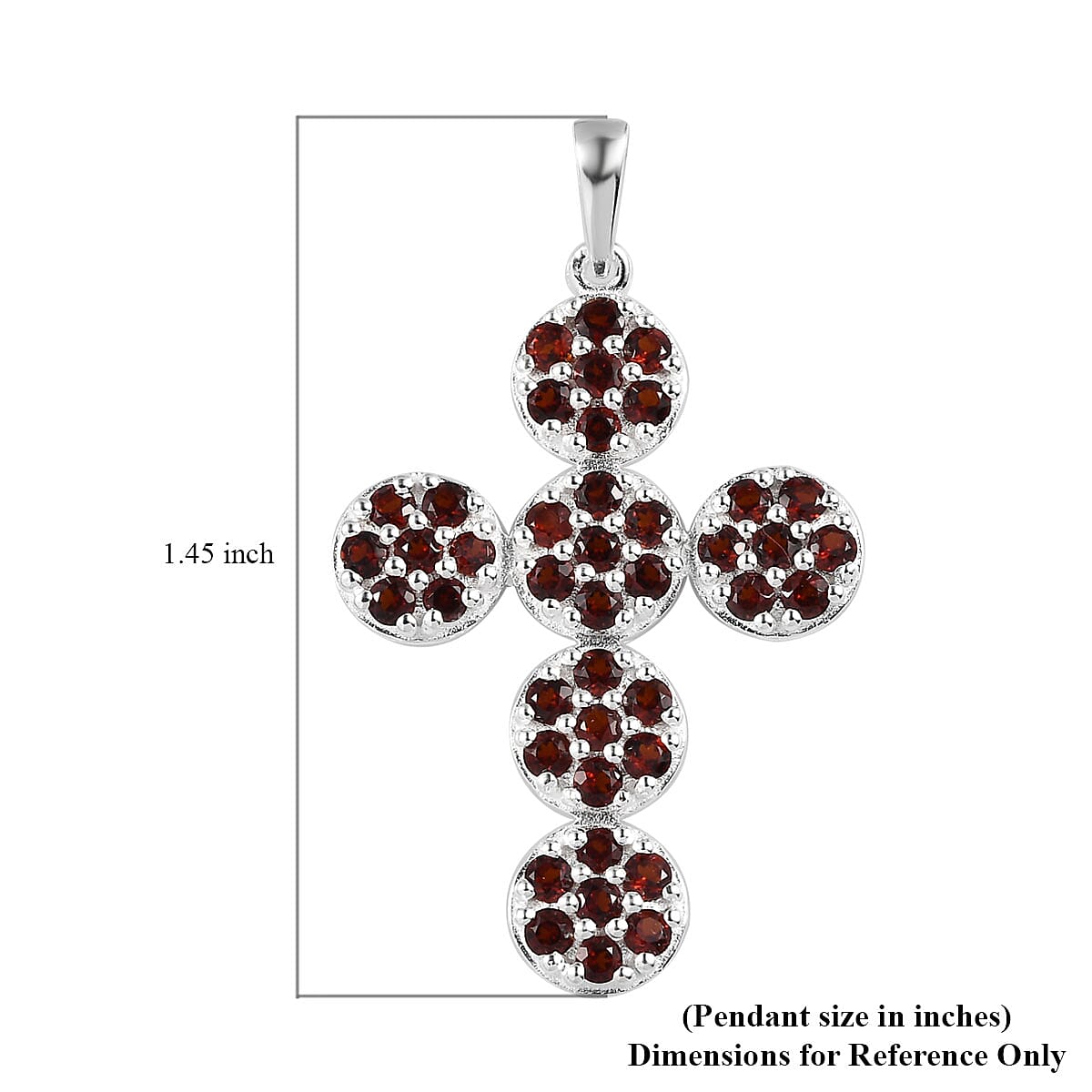 Mozambique Garnet Cross Pendant in Sterling Silver 1.75 ctw image number 5