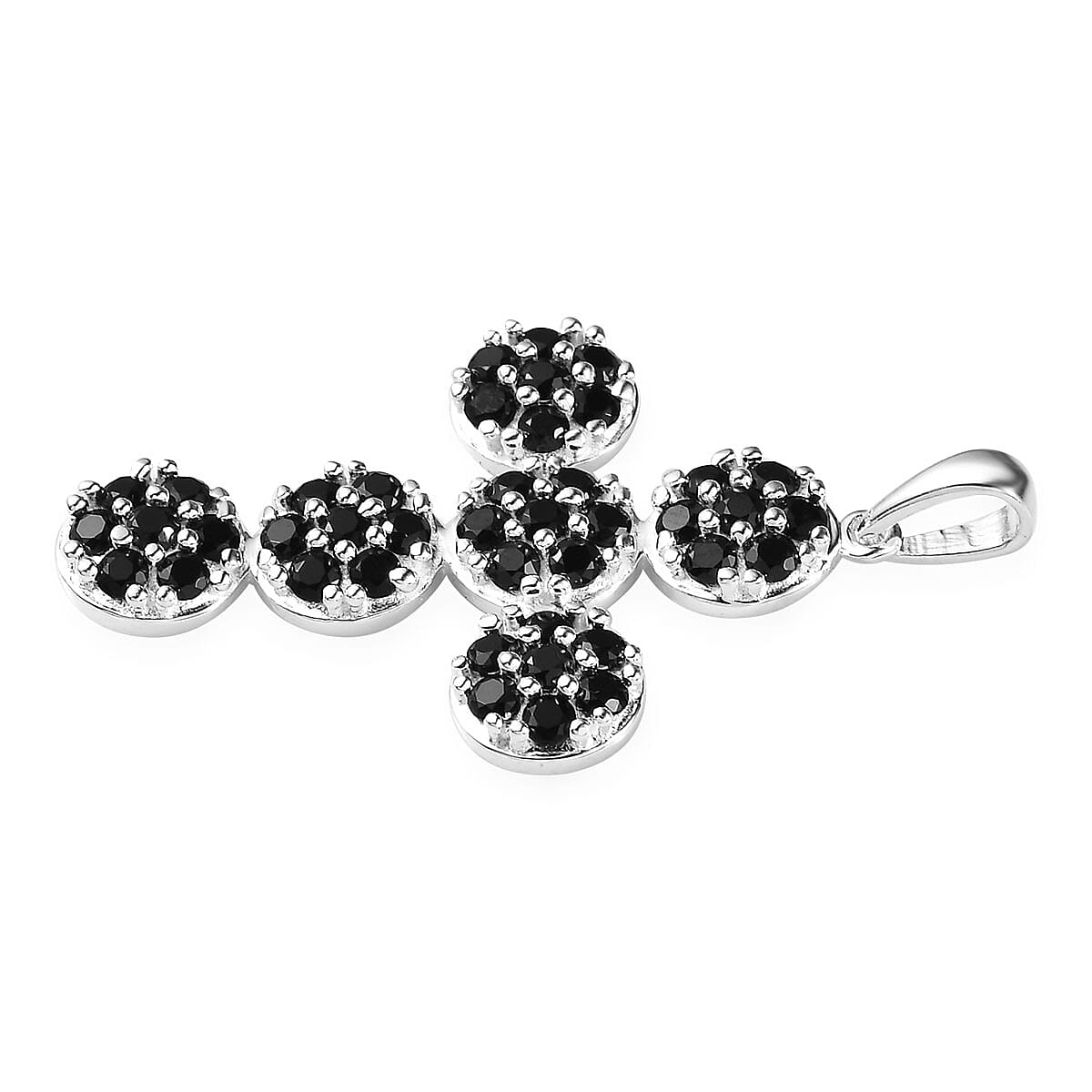 Thai Black Spinel Cross Pendant without Chain in Sterling Silver 2.10 ctw image number 3