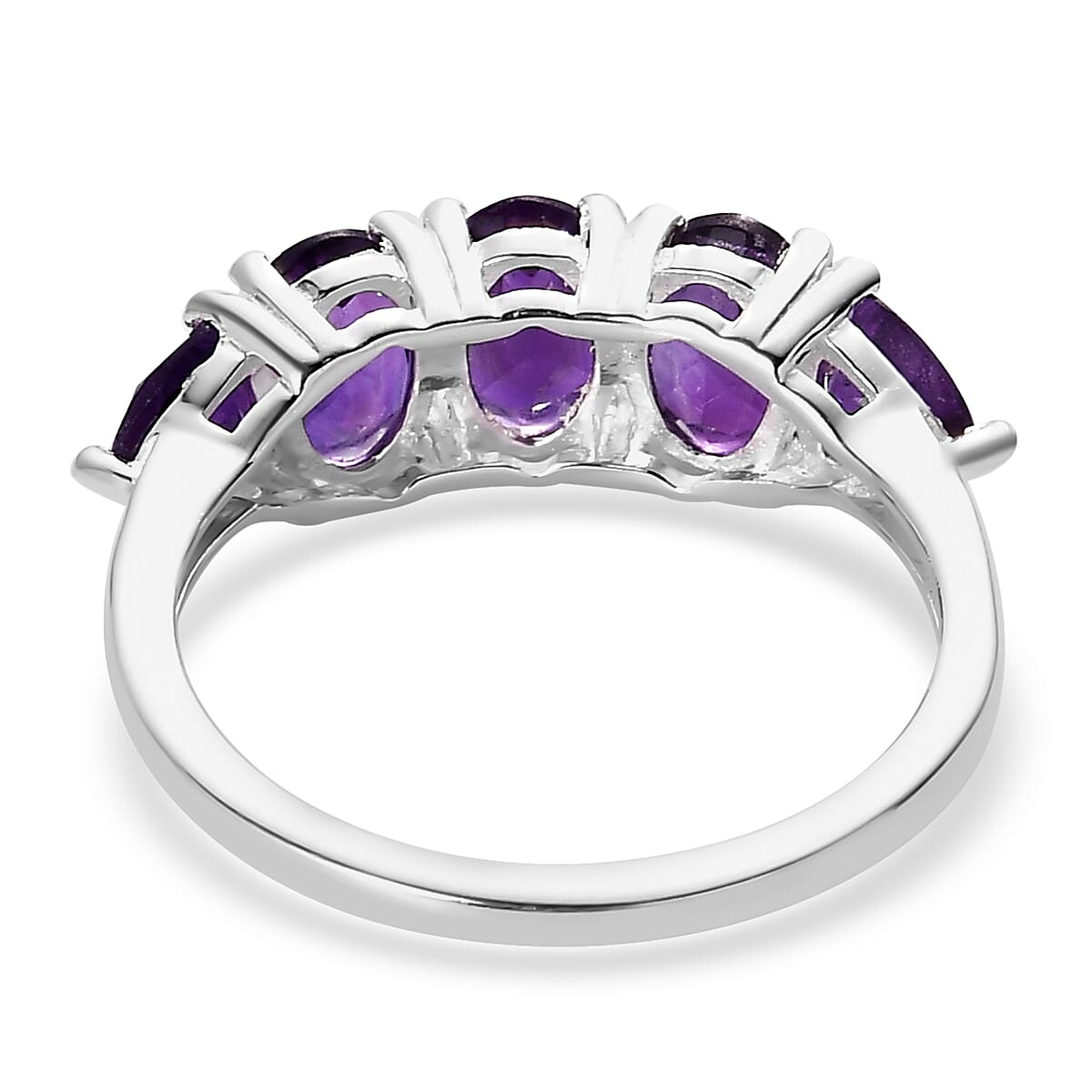 Amethyst 5 Stone Ring in Sterling Silver (Size 10.0) 1.60 ctw image number 4