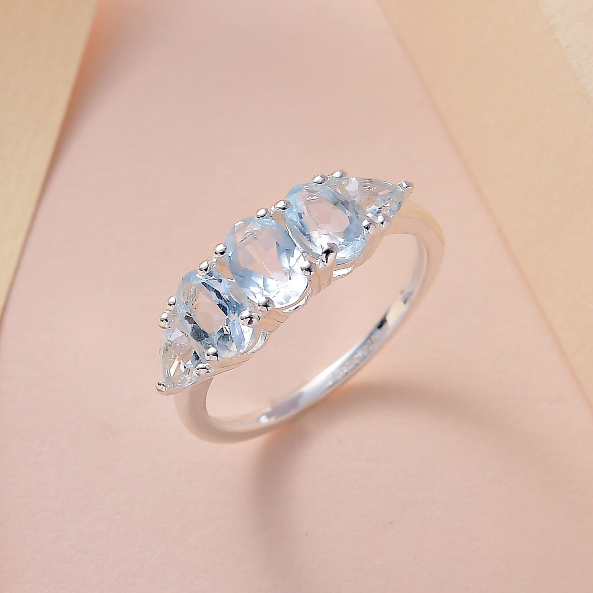 Sky Blue Topaz 5 Stone Ring in Sterling Silver (Size 10.0) 2.35 ctw image number 1