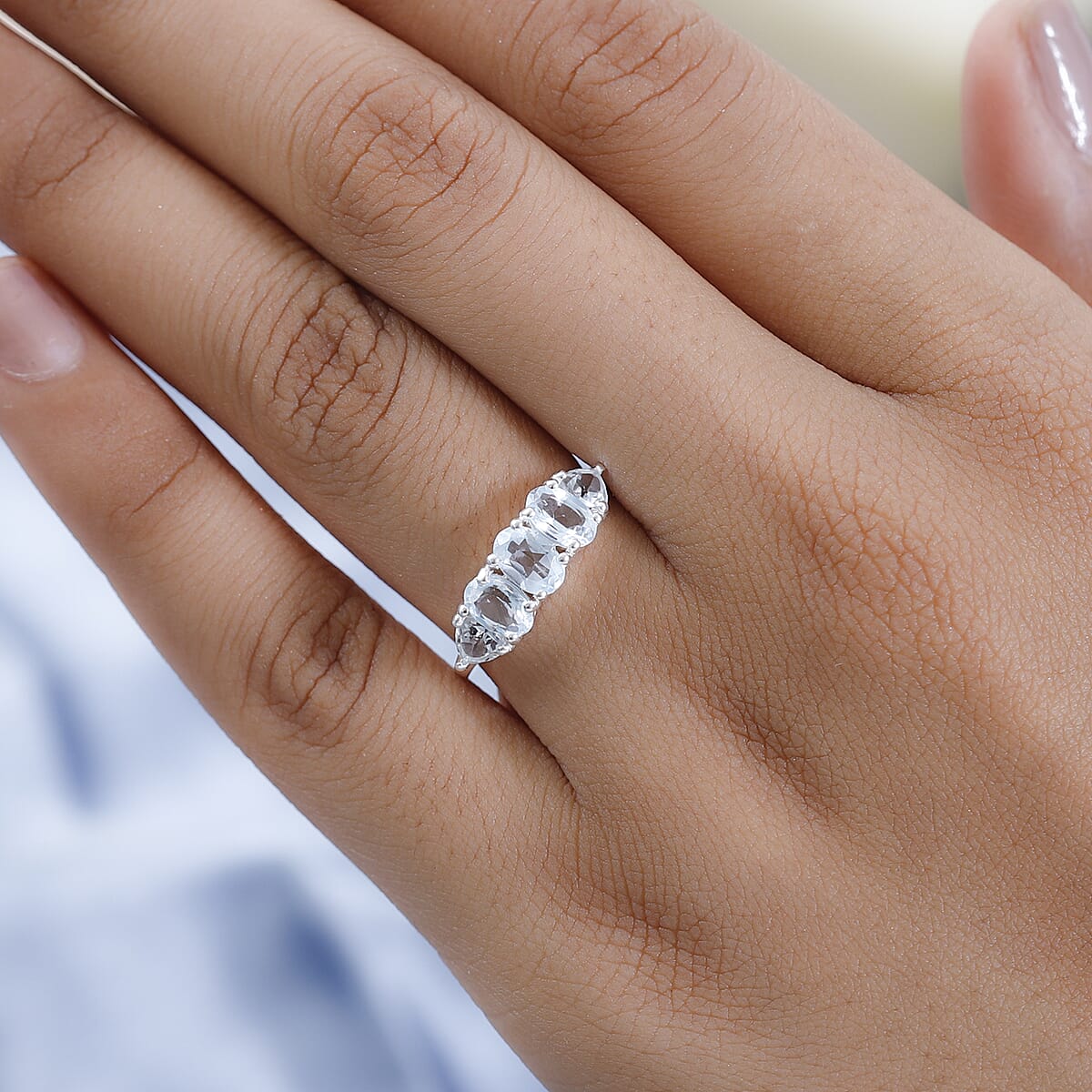 Sky Blue Topaz 5 Stone Ring in Sterling Silver (Size 10.0) 2.35 ctw image number 2