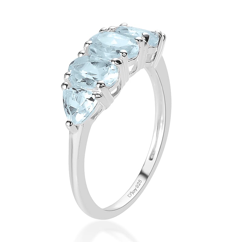 Sky Blue Topaz 5 Stone Ring in Sterling Silver (Size 10.0) 2.35 ctw
