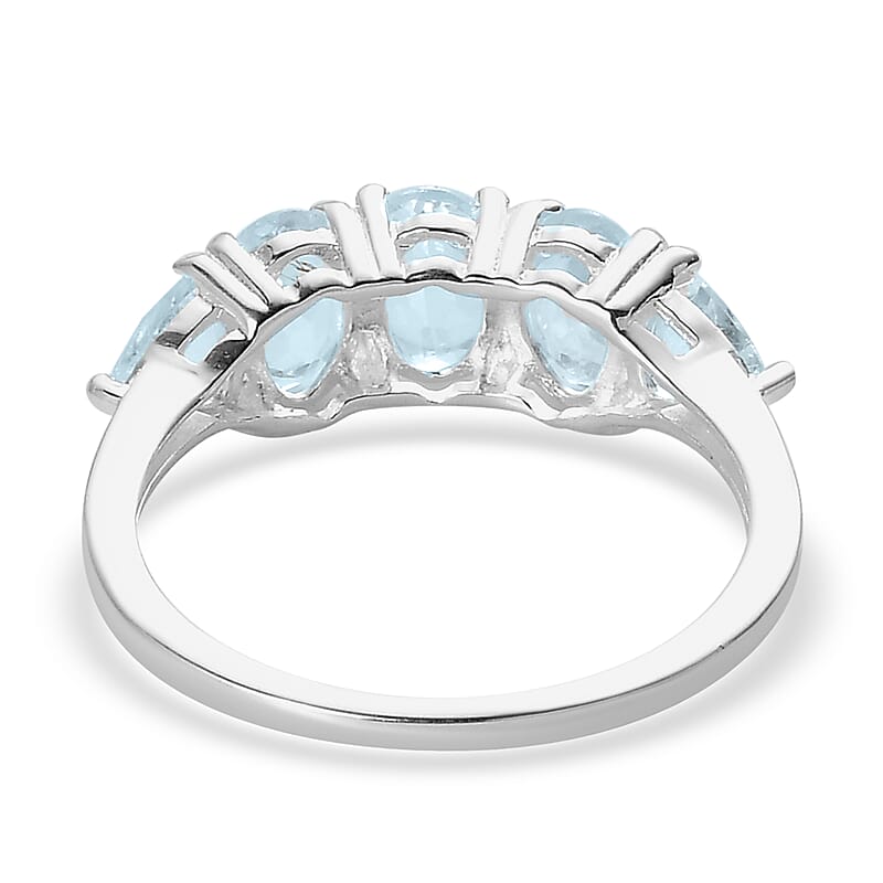 Sky Blue Topaz 5 Stone Ring in Sterling Silver (Size 10.0) 2.35 ctw