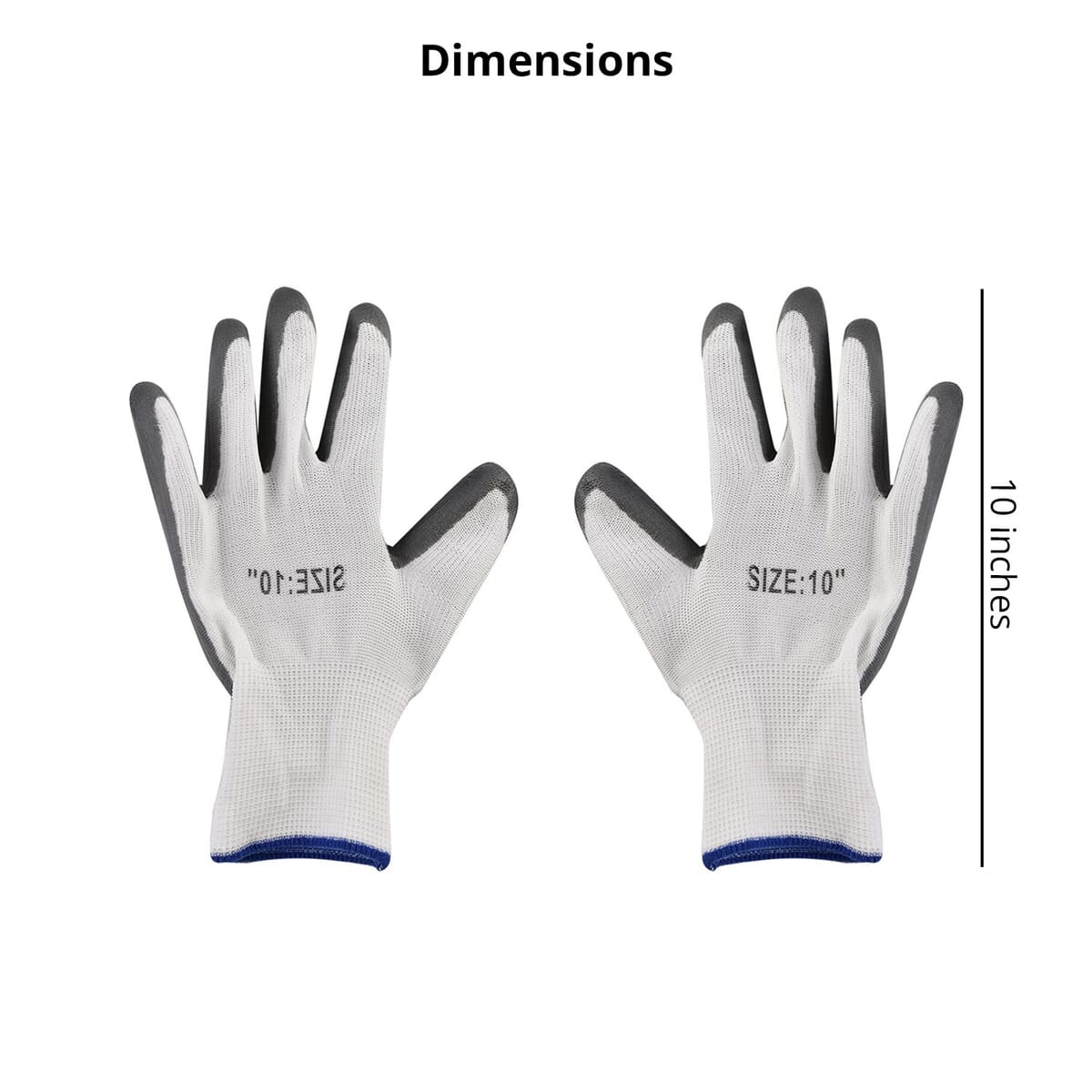 Set of 6 Pairs Grey Nylon Nitrile Garden Gloves (Size 10) image number 3