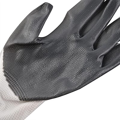 Set of 6 Pairs Gray Nylon Nitrile Garden Gloves (Size 10)