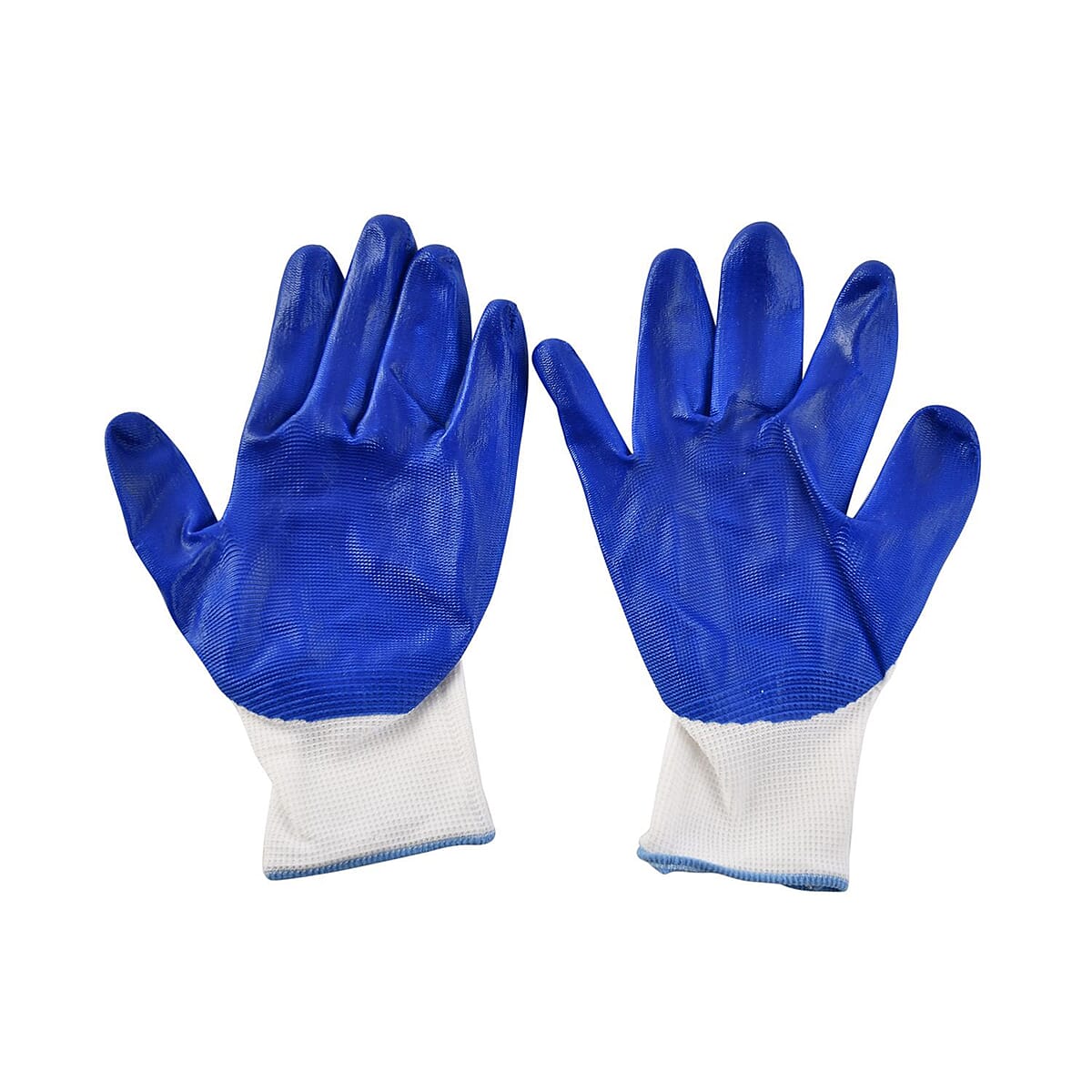 Set of 6 Pairs Blue Nylon Nitrile Garden Gloves (Size 10) image number 4