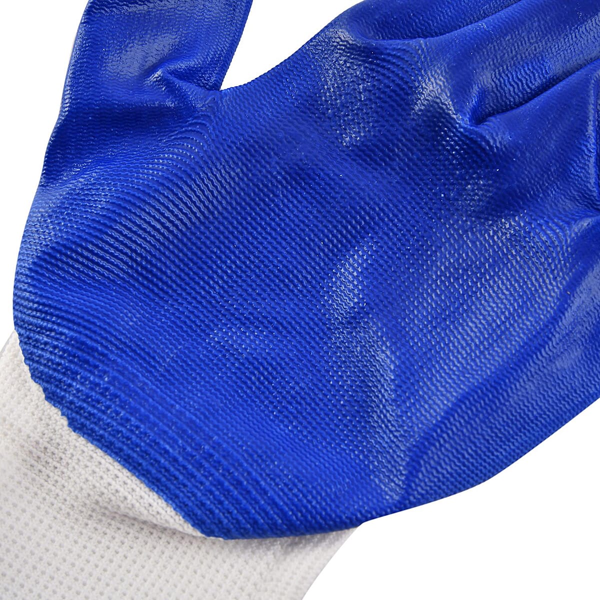 Set of 6 Pairs Blue Nylon Nitrile Garden Gloves (Size 10) image number 6