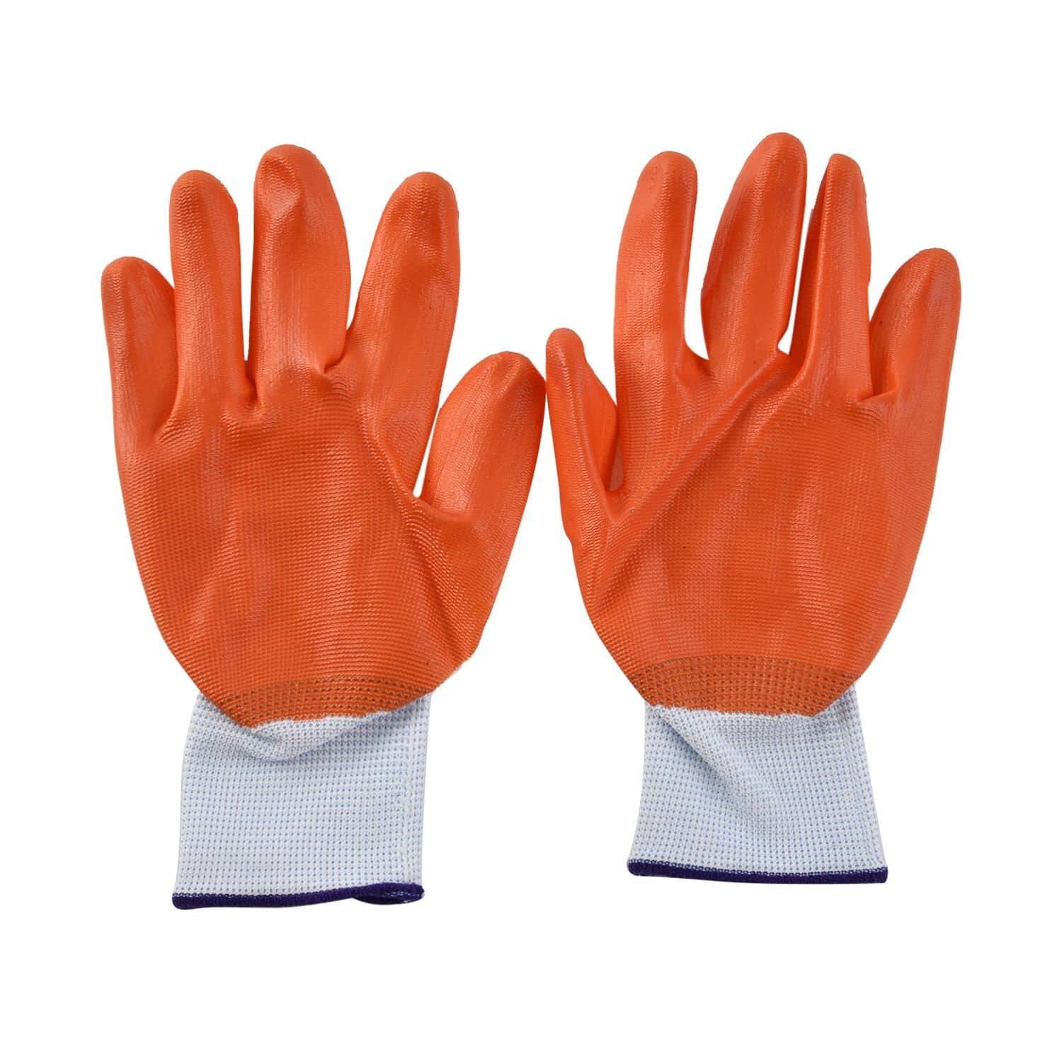 Buy Set of 6 Pairs Orange Nylon Nitrile Garden Gloves (Size 10) at