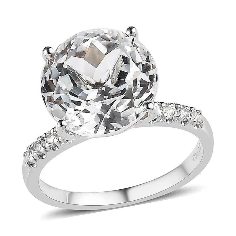 White Topaz Ring in Platinum Over Sterling Silver (Size 10.0) 9.75 ctw