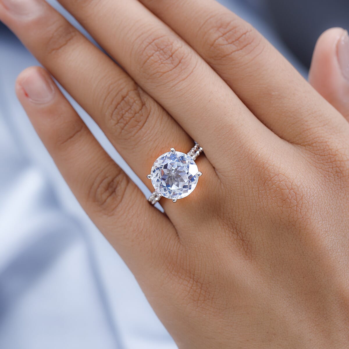 White Topaz Ring in Platinum Over Sterling Silver 9.75 ctw image number 2