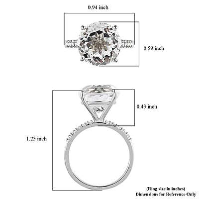 White Topaz Ring in Platinum Over Sterling Silver (Size 10.0) 9.75 ctw