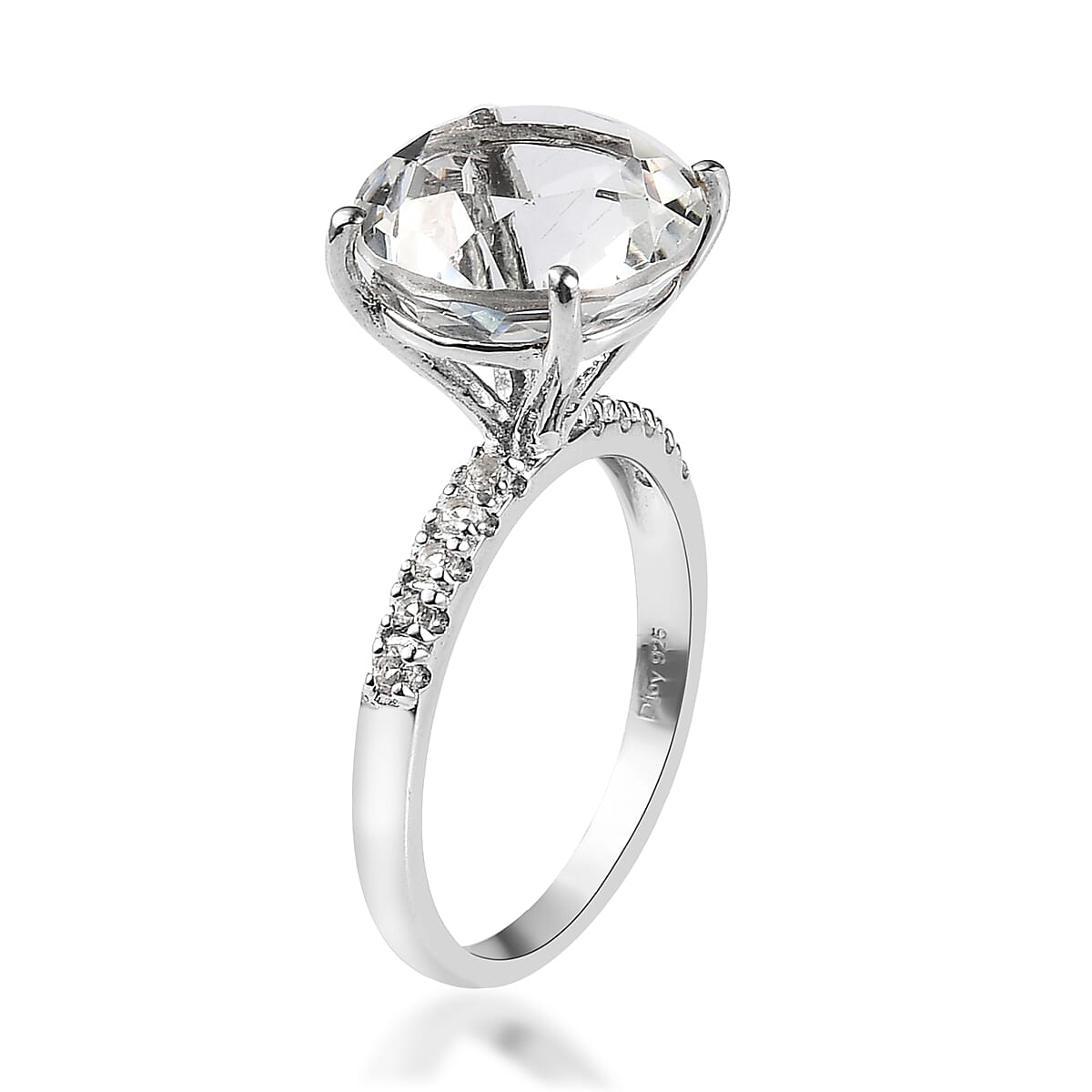 White Topaz Ring in Platinum Over Sterling Silver (Size 8.0) 9.75 ctw image number 3