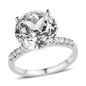 White Topaz Ring in Platinum Over Sterling Silver (Size 9.0) 9.75 ctw