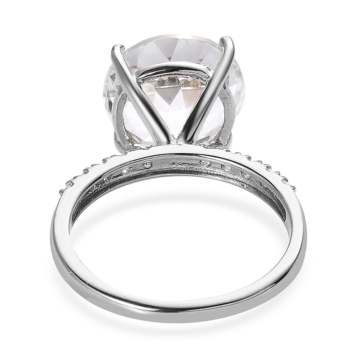 White Topaz Ring in Platinum Over Sterling Silver (Size 9.0) 9.75 ctw image number 4