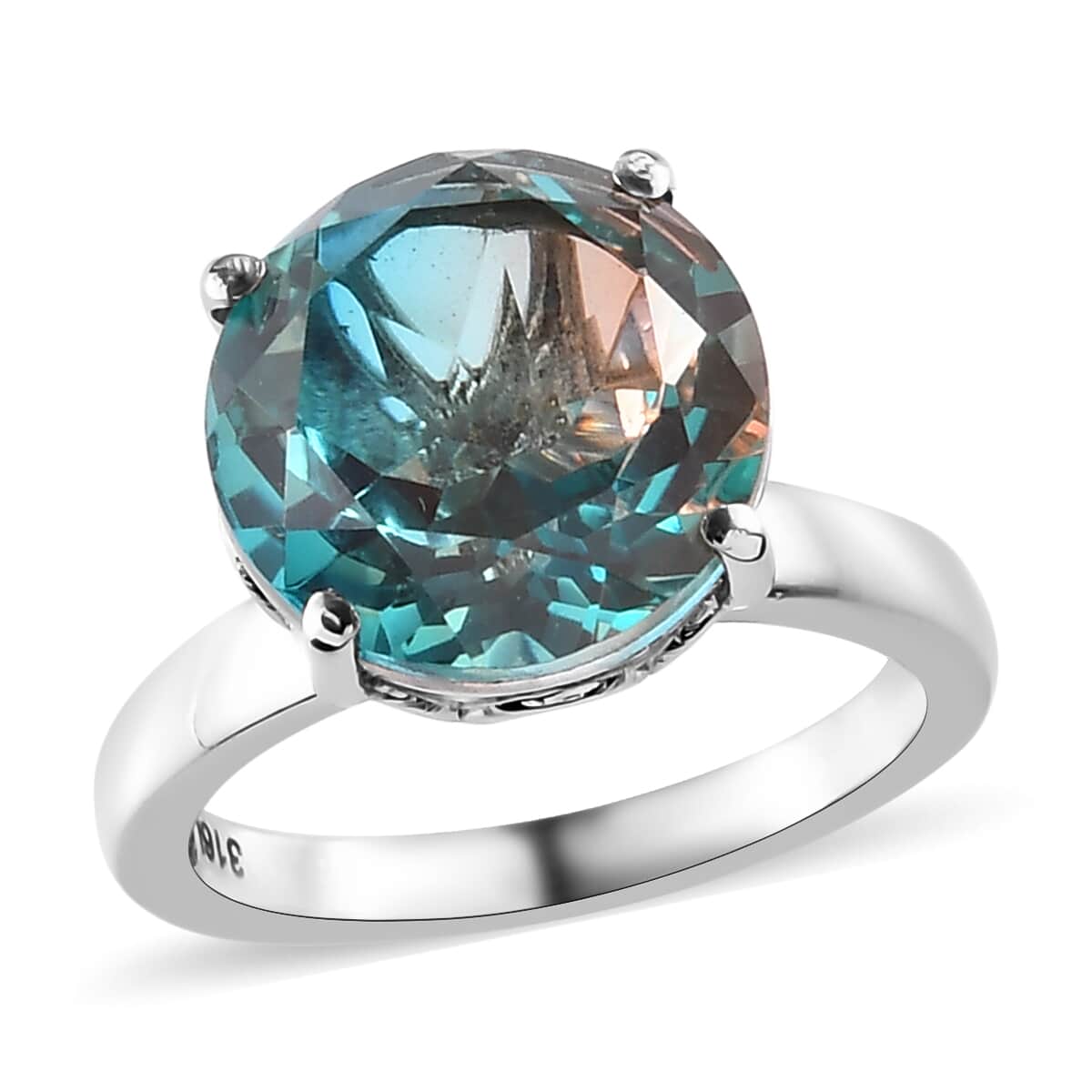 Aqua Terra Costa Quartz (Triplet) Solitaire Ring in Stainless Steel 6.50 ctw image number 0