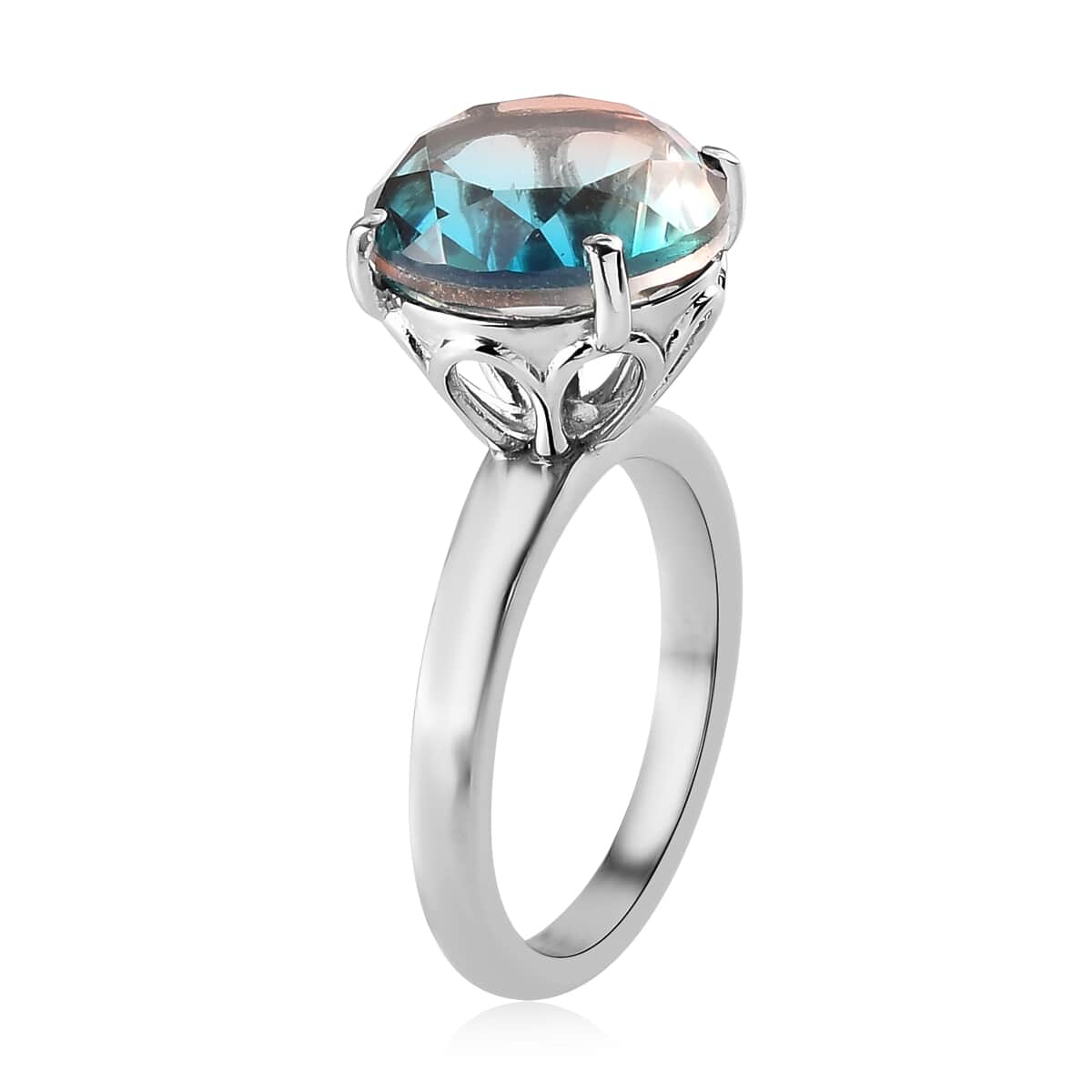 Aqua Terra Costa Quartz (Triplet) Solitaire Ring in Stainless Steel 6.50 ctw image number 2