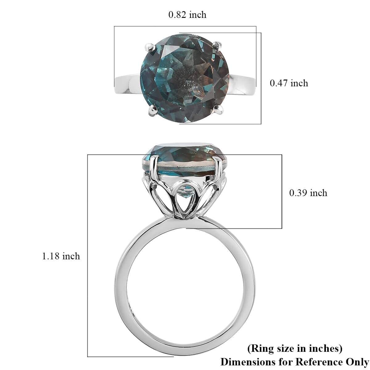 Aqua Terra Costa Quartz (Triplet) Solitaire Ring in Stainless Steel 6.50 ctw image number 4