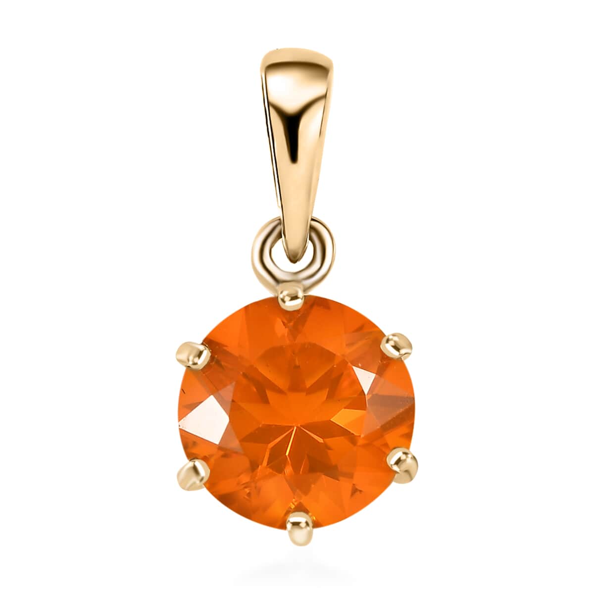 Luxoro 10K Yellow Gold AAA Brazilian Fire Opal Solitaire Pendant 0.85 ctw image number 0