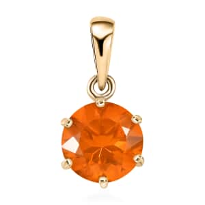 Luxoro 10K Yellow Gold AAA Brazilian Fire Opal Solitaire Pendant 0.85 ctw