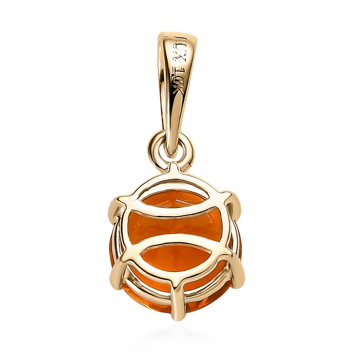 Luxoro 10K Yellow Gold AAA Brazilian Fire Opal Solitaire Pendant without Chain 0.85 ctw