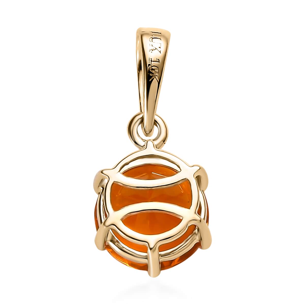 Luxoro 10K Yellow Gold AAA Brazilian Fire Opal Solitaire Pendant 0.85 ctw image number 4