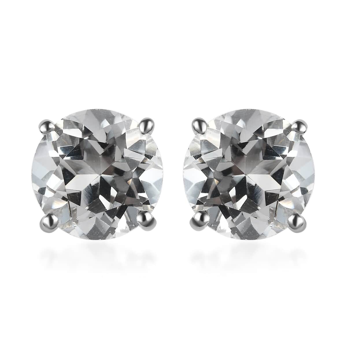 White Topaz Stud Earrings in Platinum Over Sterling Silver 11.00 ctw image number 0