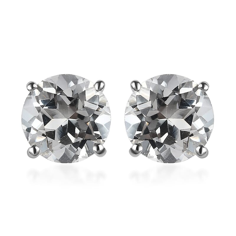 White Topaz Stud Earrings in Platinum Over Sterling Silver 11.00 ctw