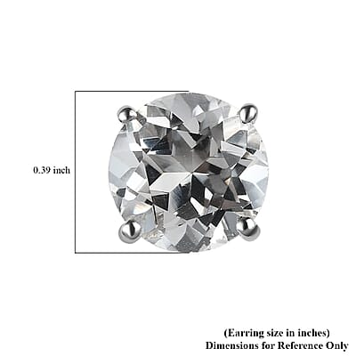 White Topaz Stud Earrings in Platinum Over Sterling Silver 11.00 ctw