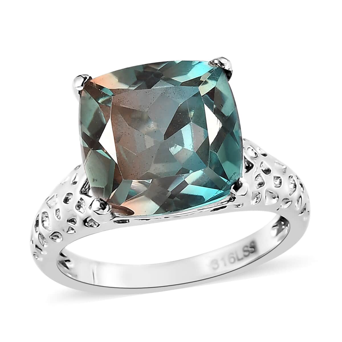 Aqua Terra Costa Quartz (Triplet) Solitaire Ring in Stainless Steel 5.85 ctw image number 0