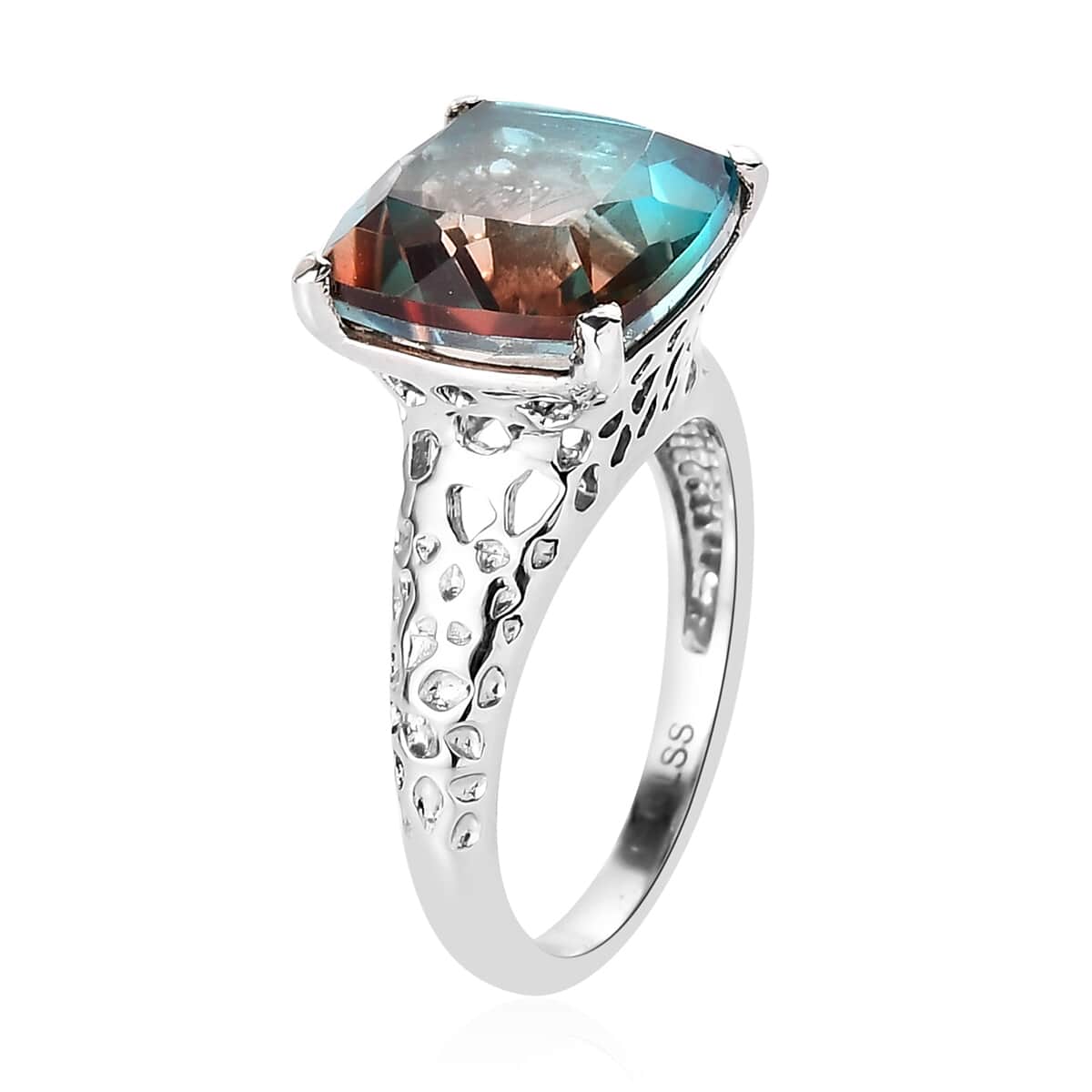 Aqua Terra Costa Quartz (Triplet) Solitaire Ring in Stainless Steel 5.85 ctw image number 3