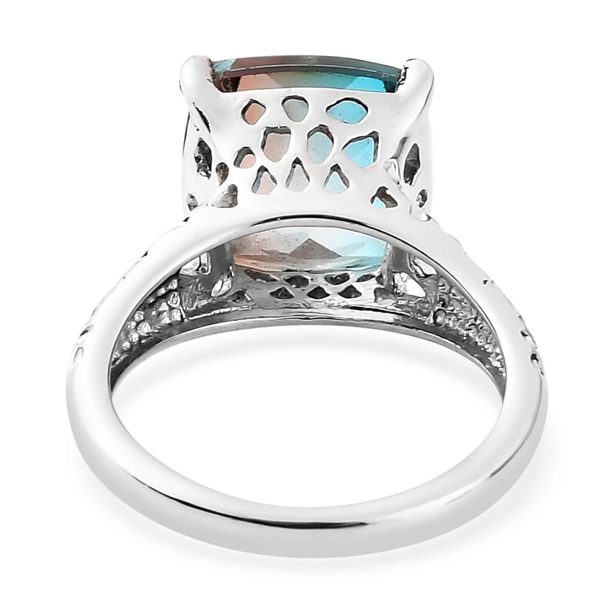 Aqua Terra Costa Quartz (Triplet) Solitaire Ring in Stainless Steel 5.85 ctw image number 4