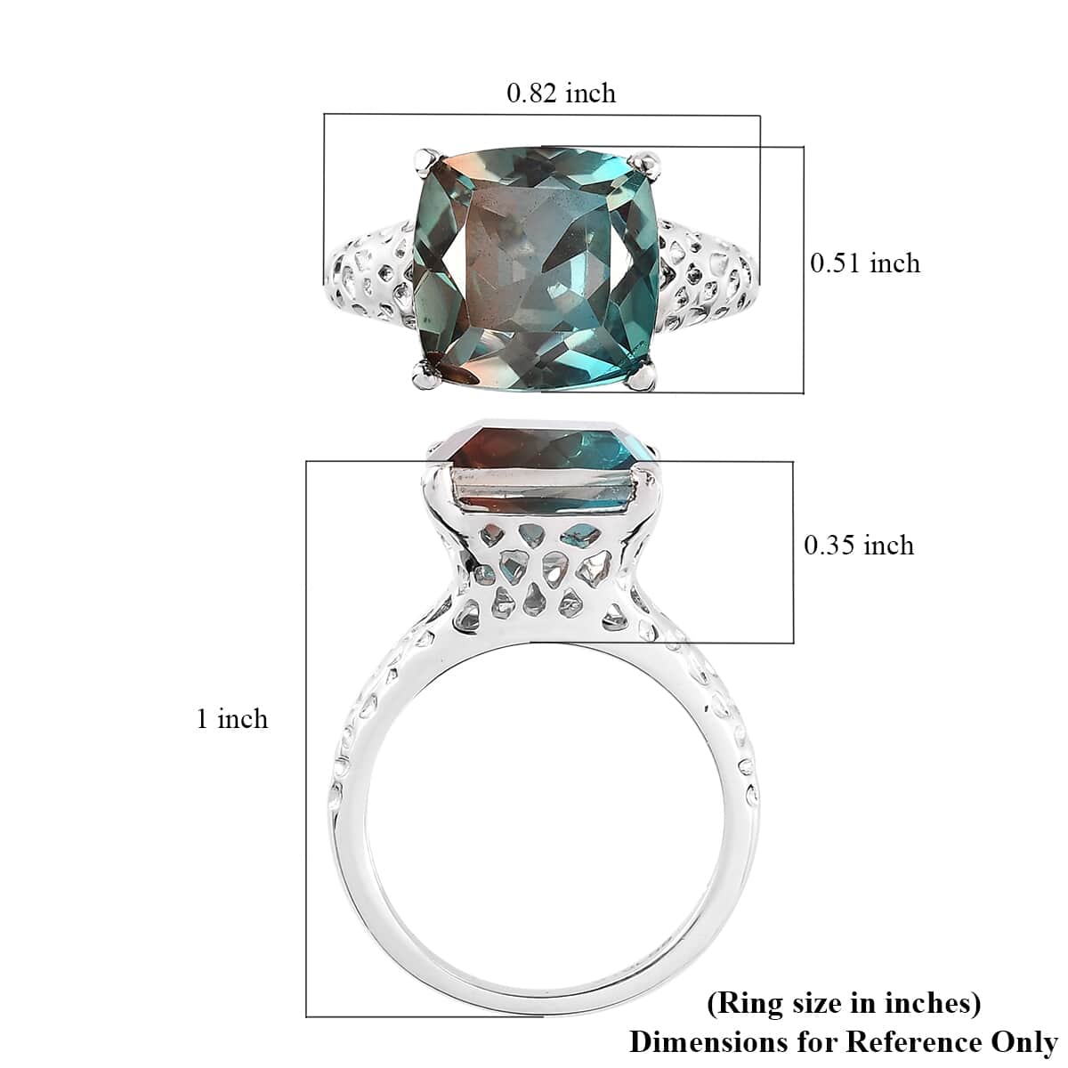 Aqua Terra Costa Quartz (Triplet) Solitaire Ring in Stainless Steel 5.85 ctw image number 5