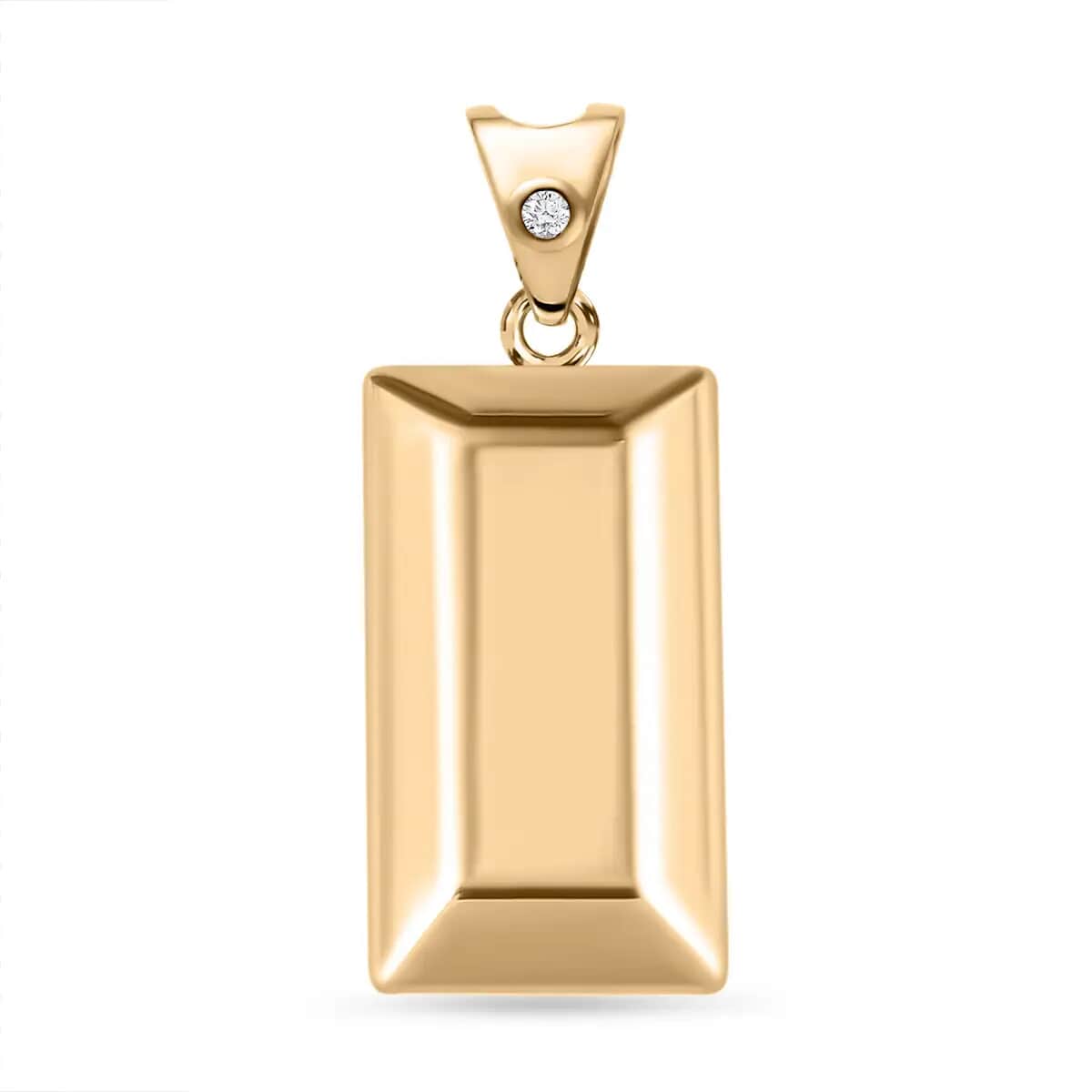 10K Yellow Gold Bar Pendant , Natural Pink Diamond Accent Pendant , Gold Bar Jewelry image number 0