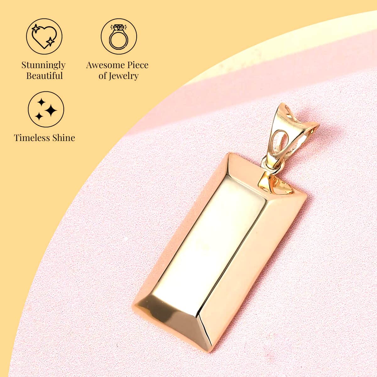 10K Yellow Gold Bar Pendant , Natural Pink Diamond Accent Pendant , Gold Bar Jewelry image number 2