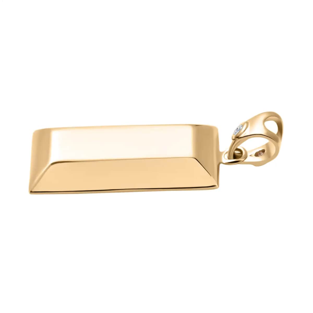 10K Yellow Gold Bar Pendant , Natural Pink Diamond Accent Pendant , Gold Bar Jewelry image number 5
