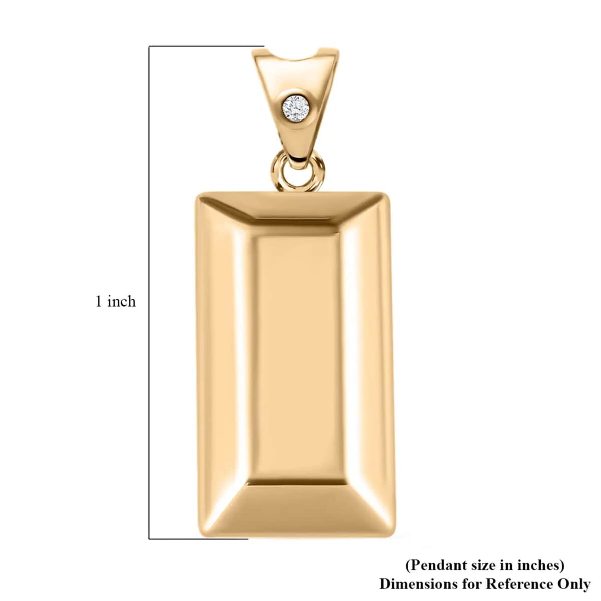 10K Yellow Gold Bar Pendant , Natural Pink Diamond Accent Pendant , Gold Bar Jewelry image number 6