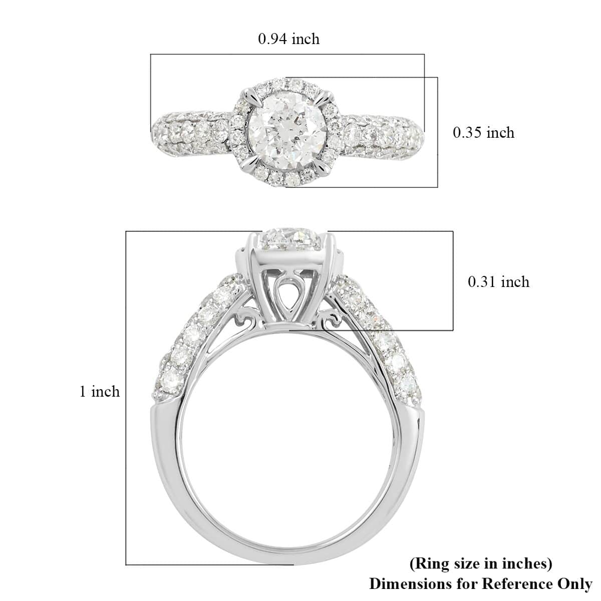 14K White Gold Diamond (G, I3) Ring (Size 5.0) (4.20 g) 2.00 ctw image number 4