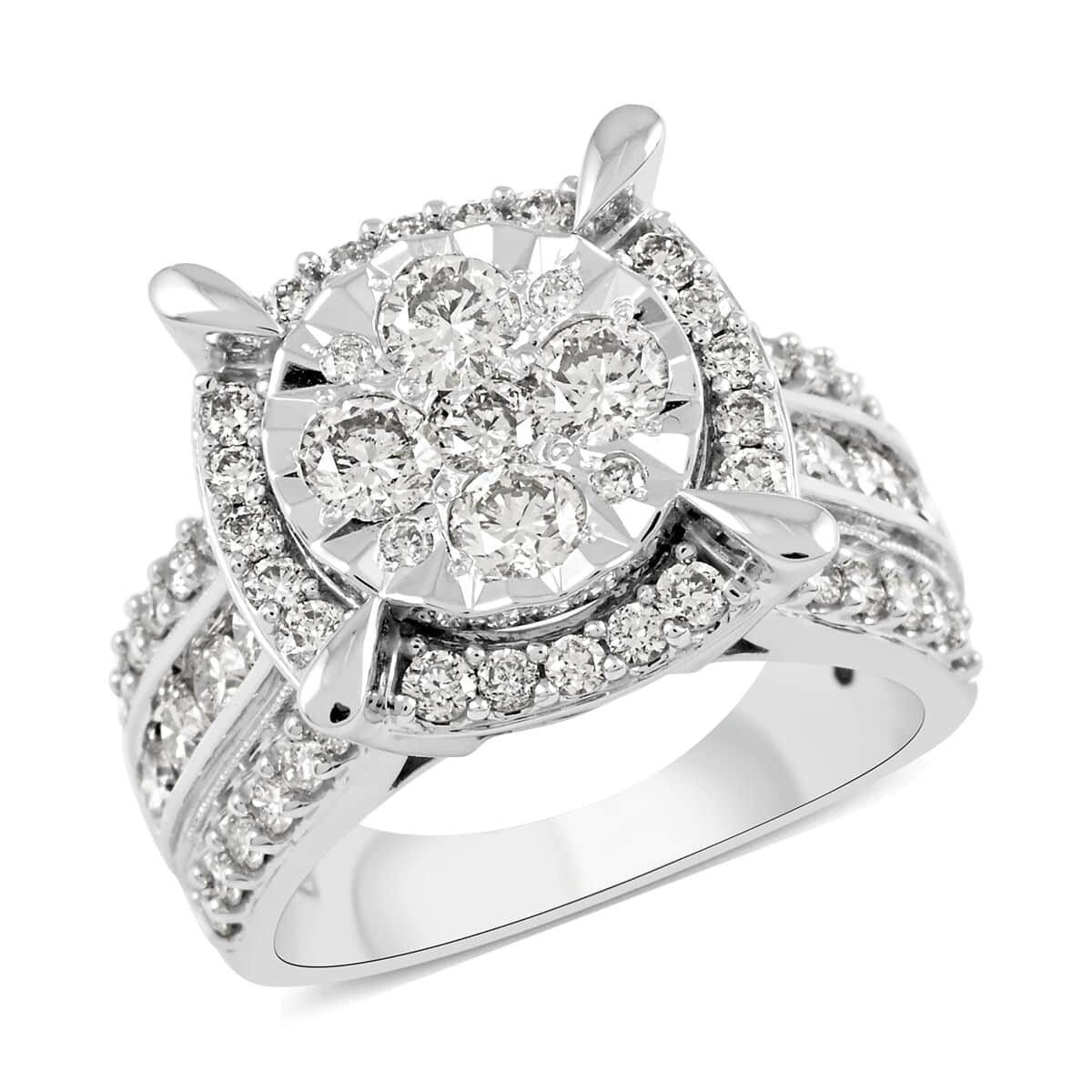 Buy 10K White Gold Diamond (G, SI2) Ring (Size 7.0) (8.15 g) 2.00