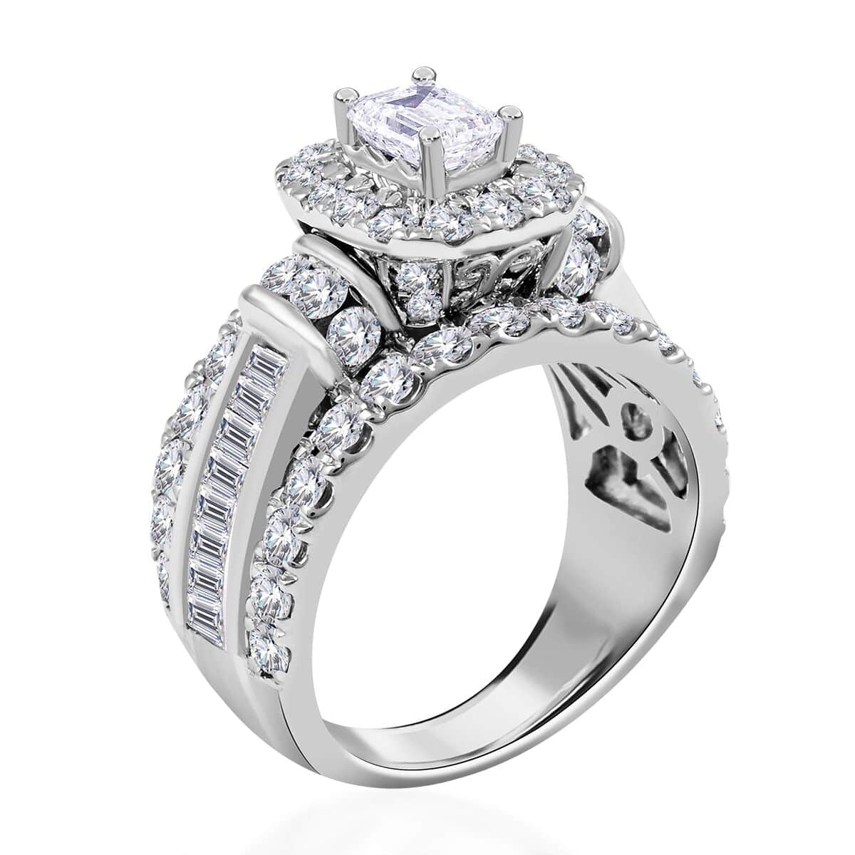 14K White Gold G-H SI3 Diamond Ring (Size 7.0) 9.10 Grams 3.00 ctw image number 3
